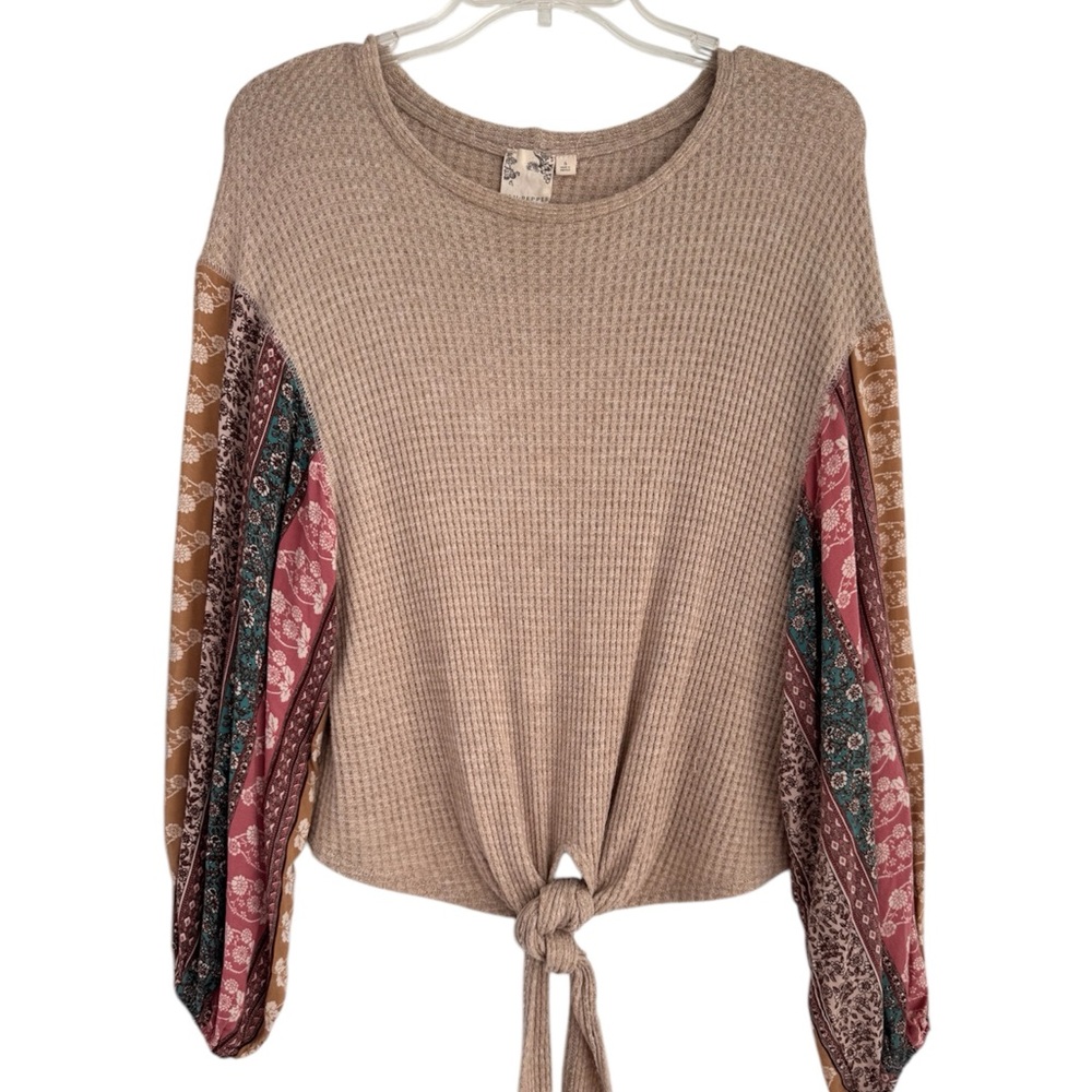 BLUE PEPPER by Antropology Women’s Boho Top Sz S Slightly oversized relaxed Top